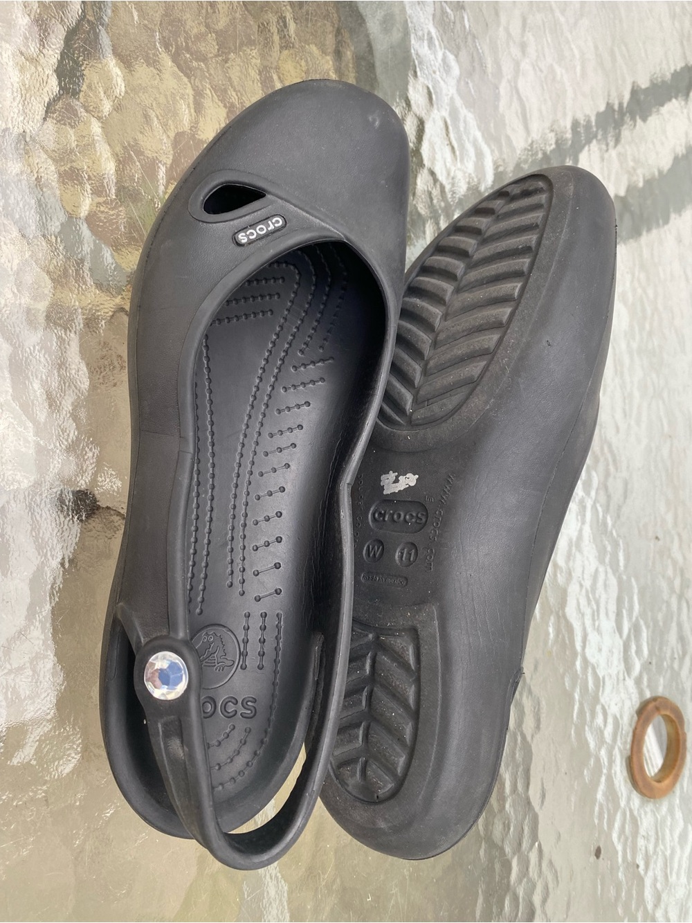 CROCS Olivia Black Women's Slip-On Ballet Flats with Backstrap